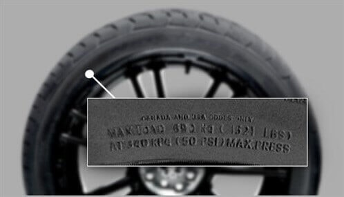 A pic with a tire pressure zoomed in showing the user where on the tire it is
