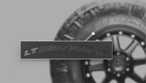 Zoomed in a part of the tire that describes how Light Truck is indicated